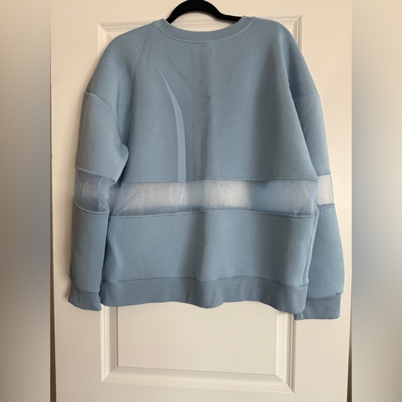 ANTHROPOLOGY MESH PANELED BLUE SWEATSHIRT SZ L - Picture 7 of 9